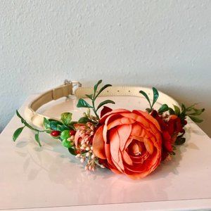 Floral Leather Dog Collar/Wedding Dog Collar